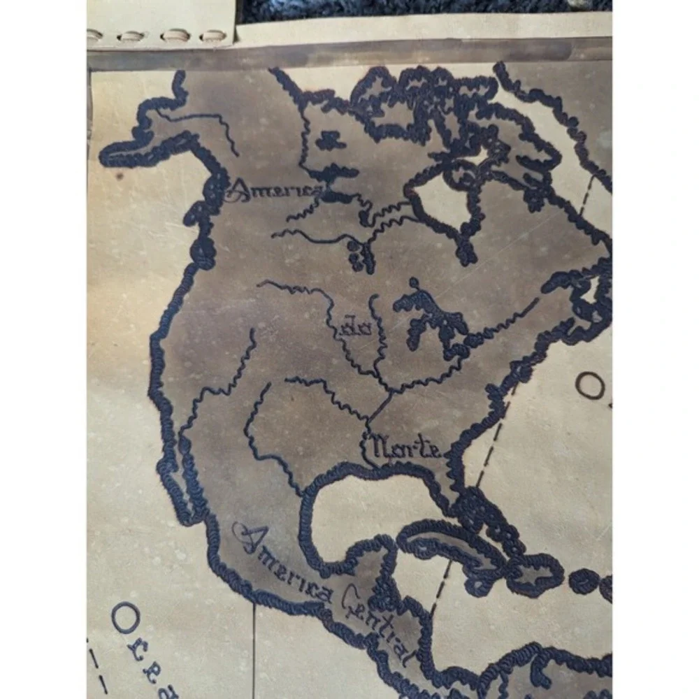 Novica Handmade Map‎ of Latin America Leather Hanging Wall Tapestry Brown